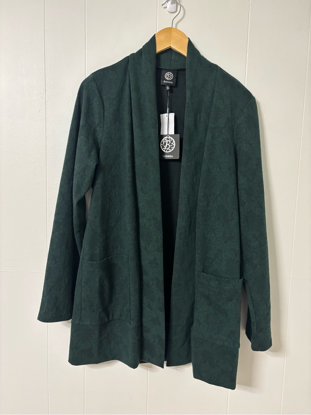bobeau Forest Green Open-Front Cardigan